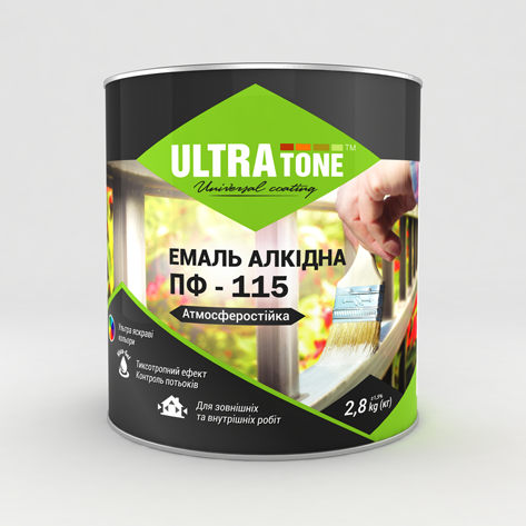 Емаль алкідна ULTRATONE ПФ-115, глянець темно-зелений, 0,9кг
